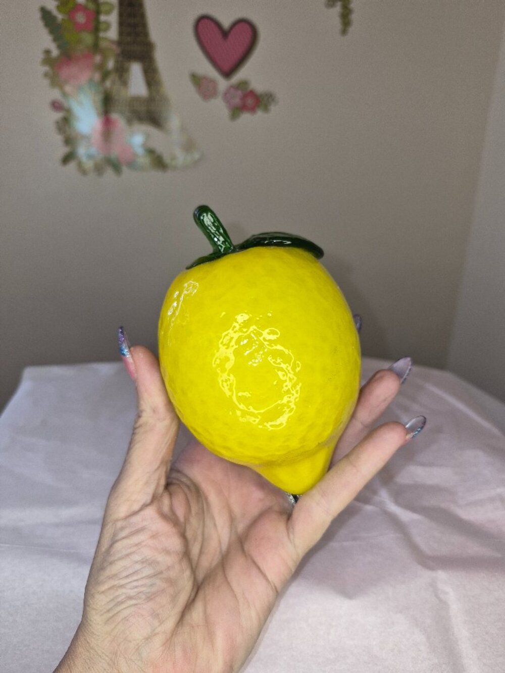 Vintage Murano style hand-blown art glass lemon.